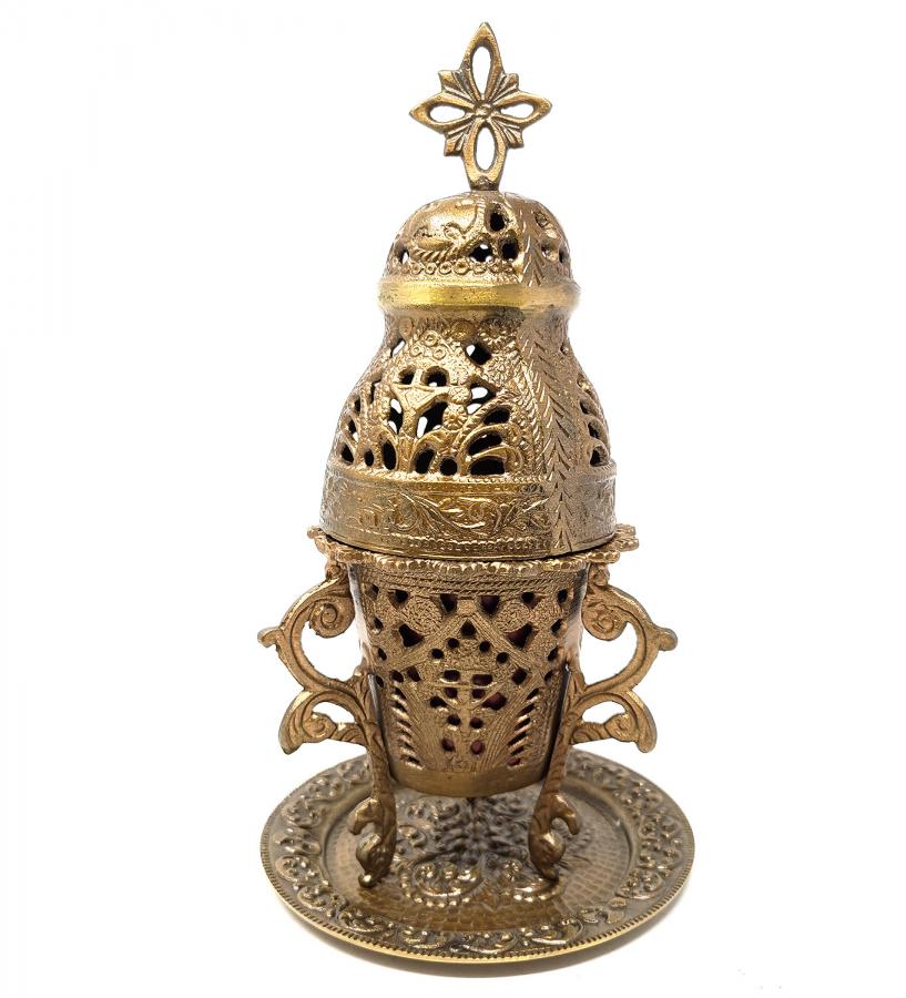 Traditional Brass Church Burner with Coaster Plate