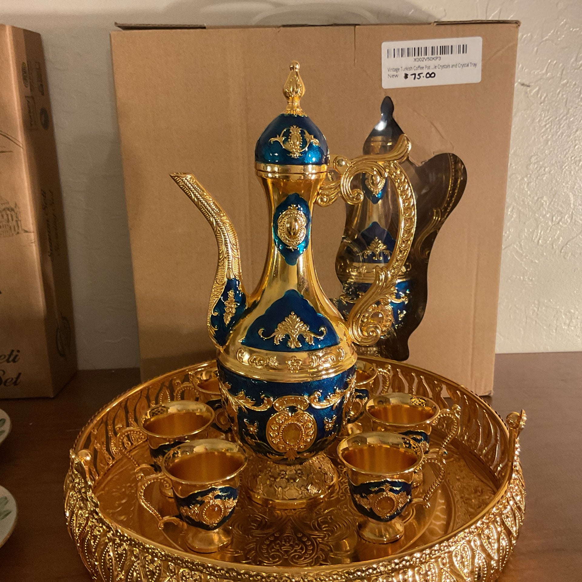 Vintage Turkish Coffee Pot Set for 6 including Tray & Teapot