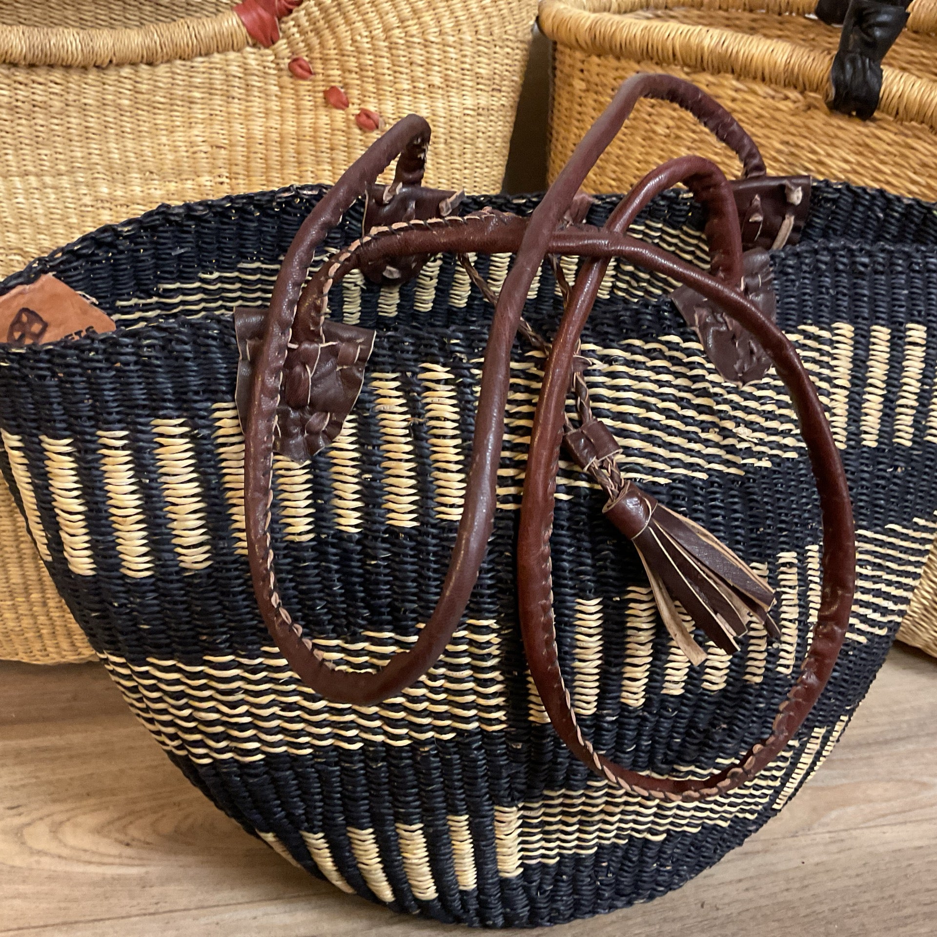 Shoulder Grass Bag Neutral Colors 12" x 10" x 9"