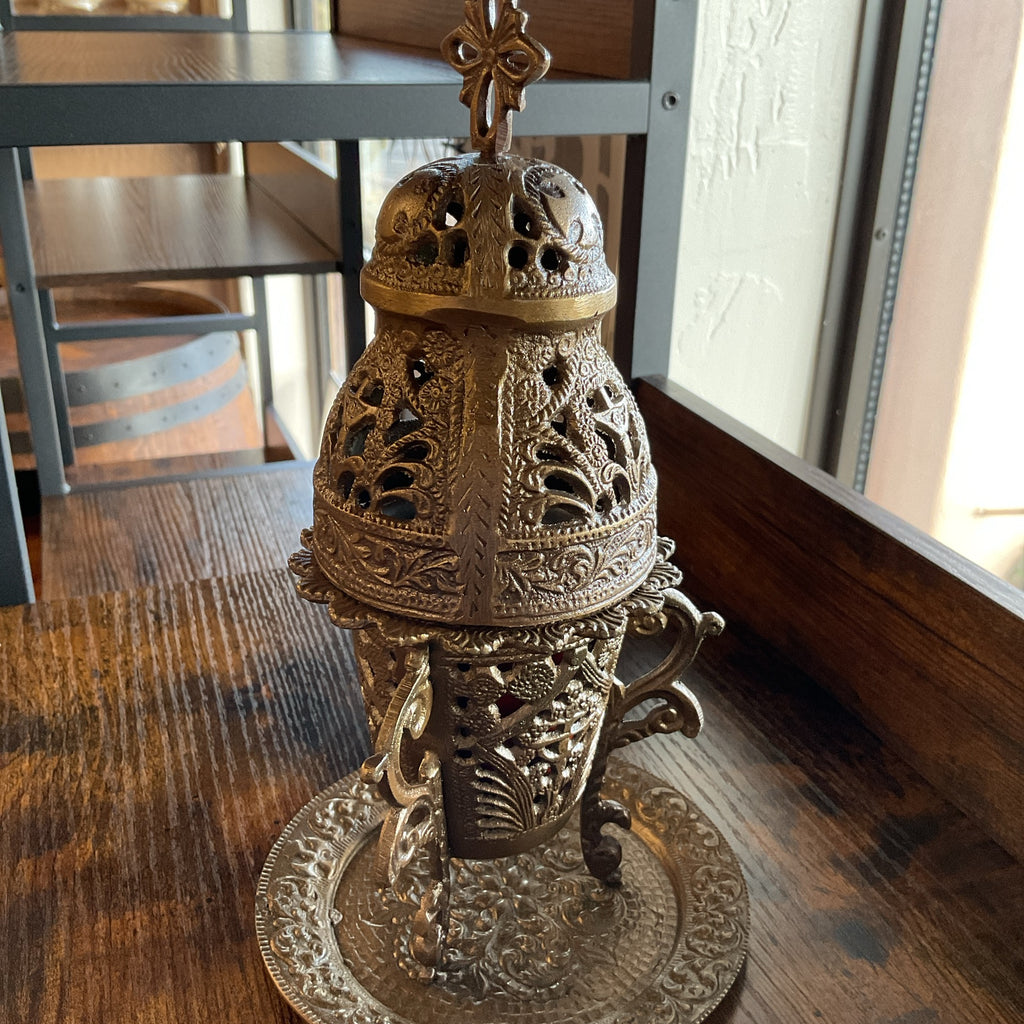 Traditional Brass Church Burner with Coaster Plate