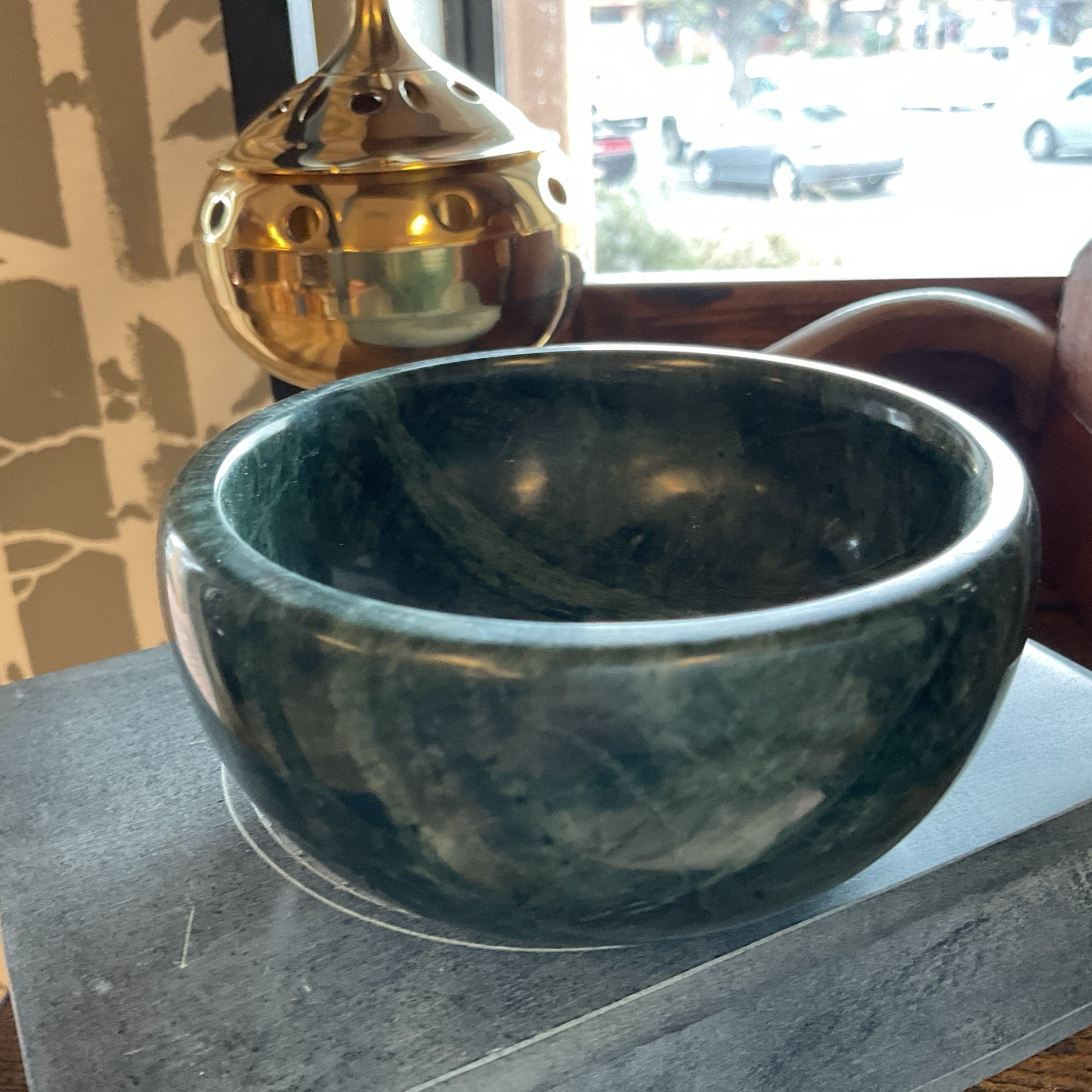 Green Marble Bowl 4" Round x 2" High