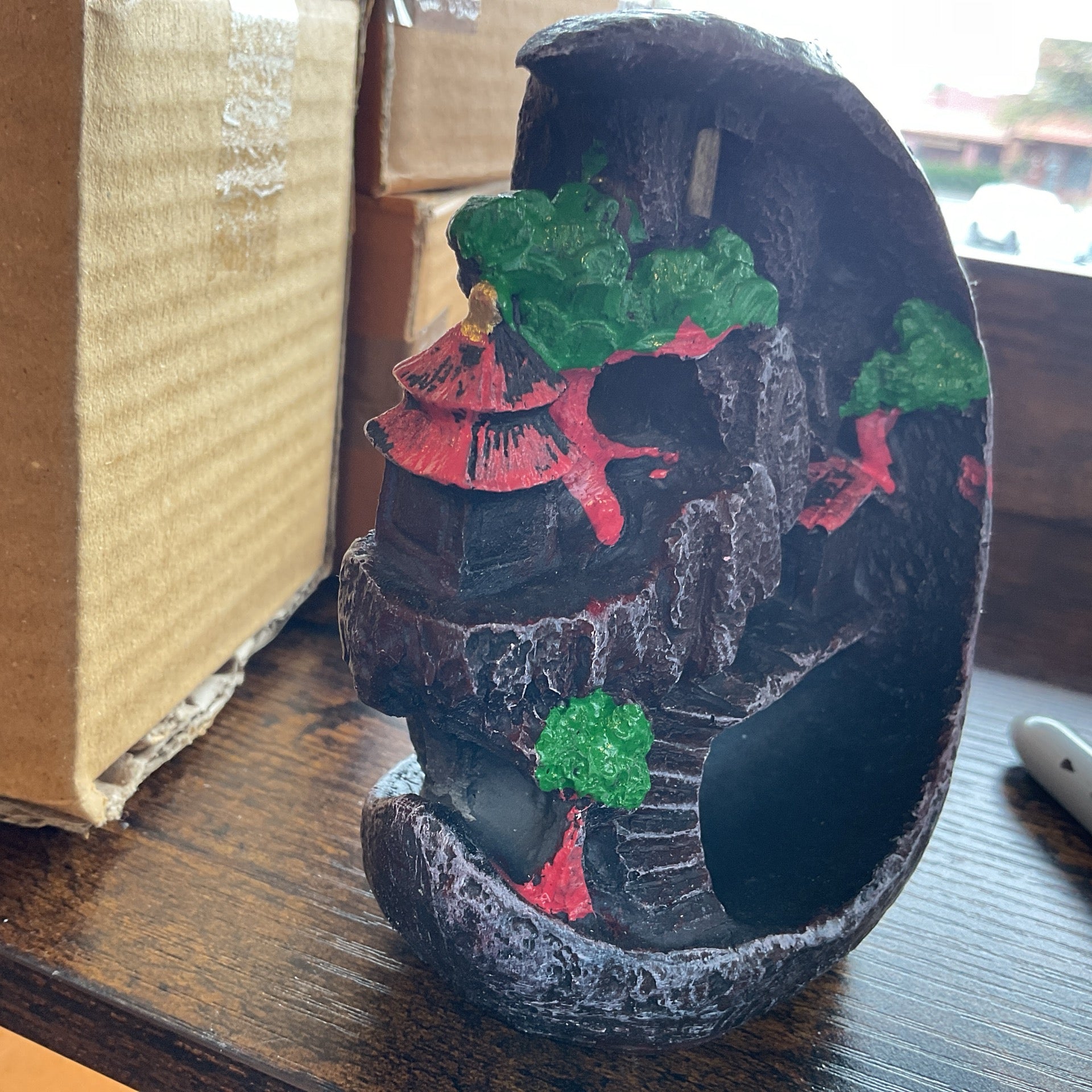 Mountain Waterfall Design #2 Backflow Cone Incense Burner 3.5"W x 4.5"