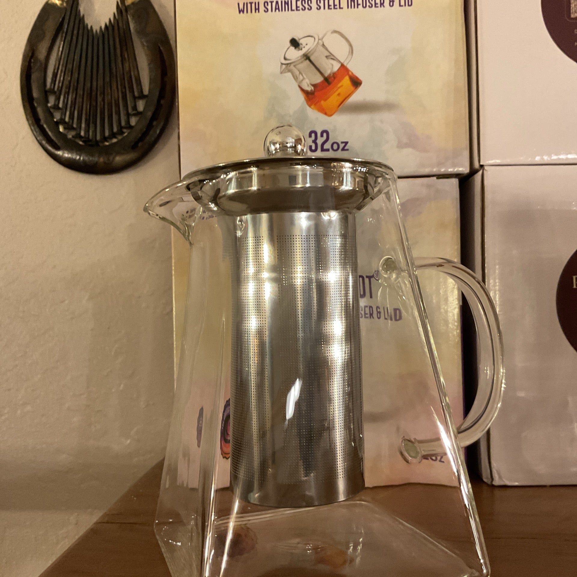 Glass Teapot With Stainless Steel Infuser and Lid 32oz | 32oz