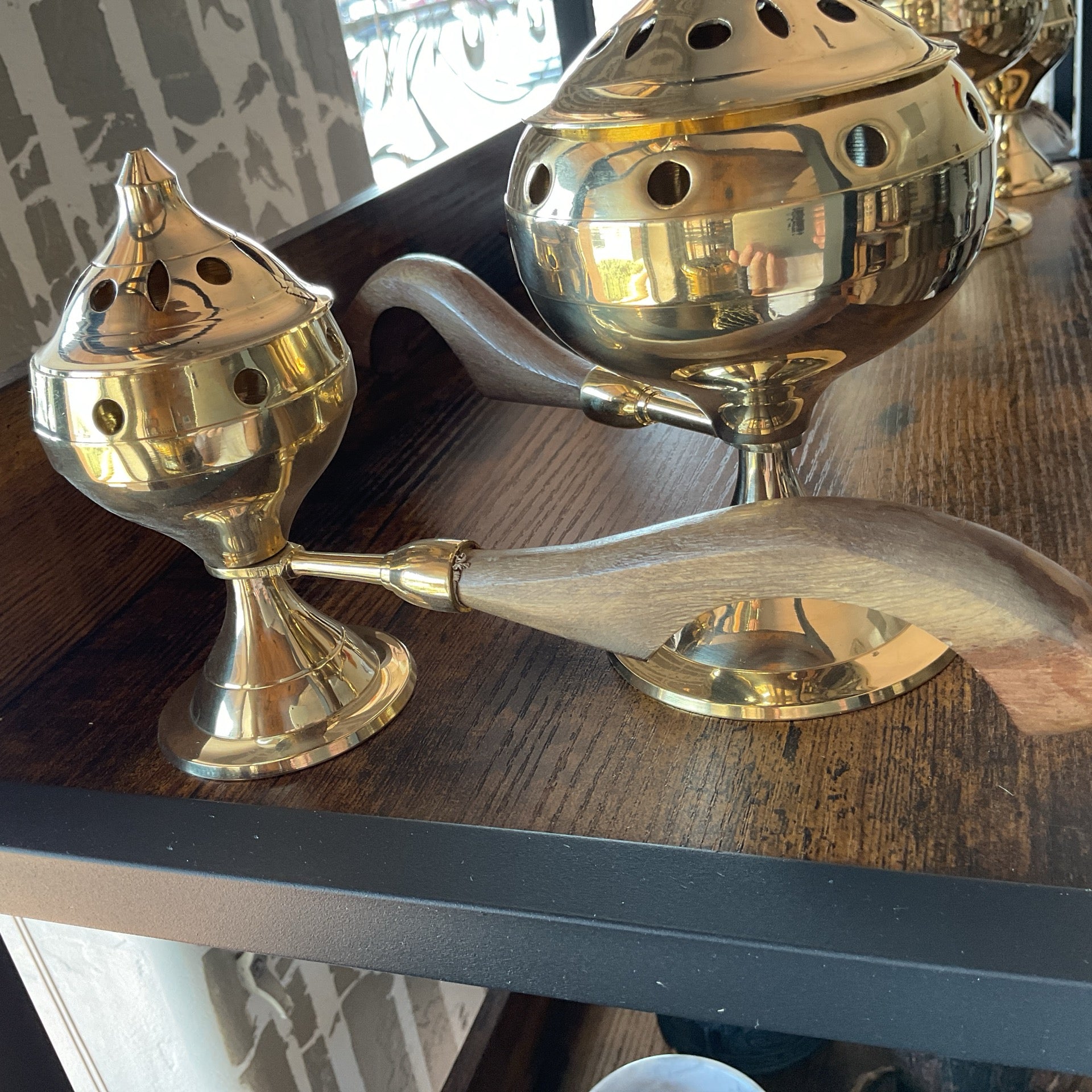 Brass Censer Burner with Handle 5"H