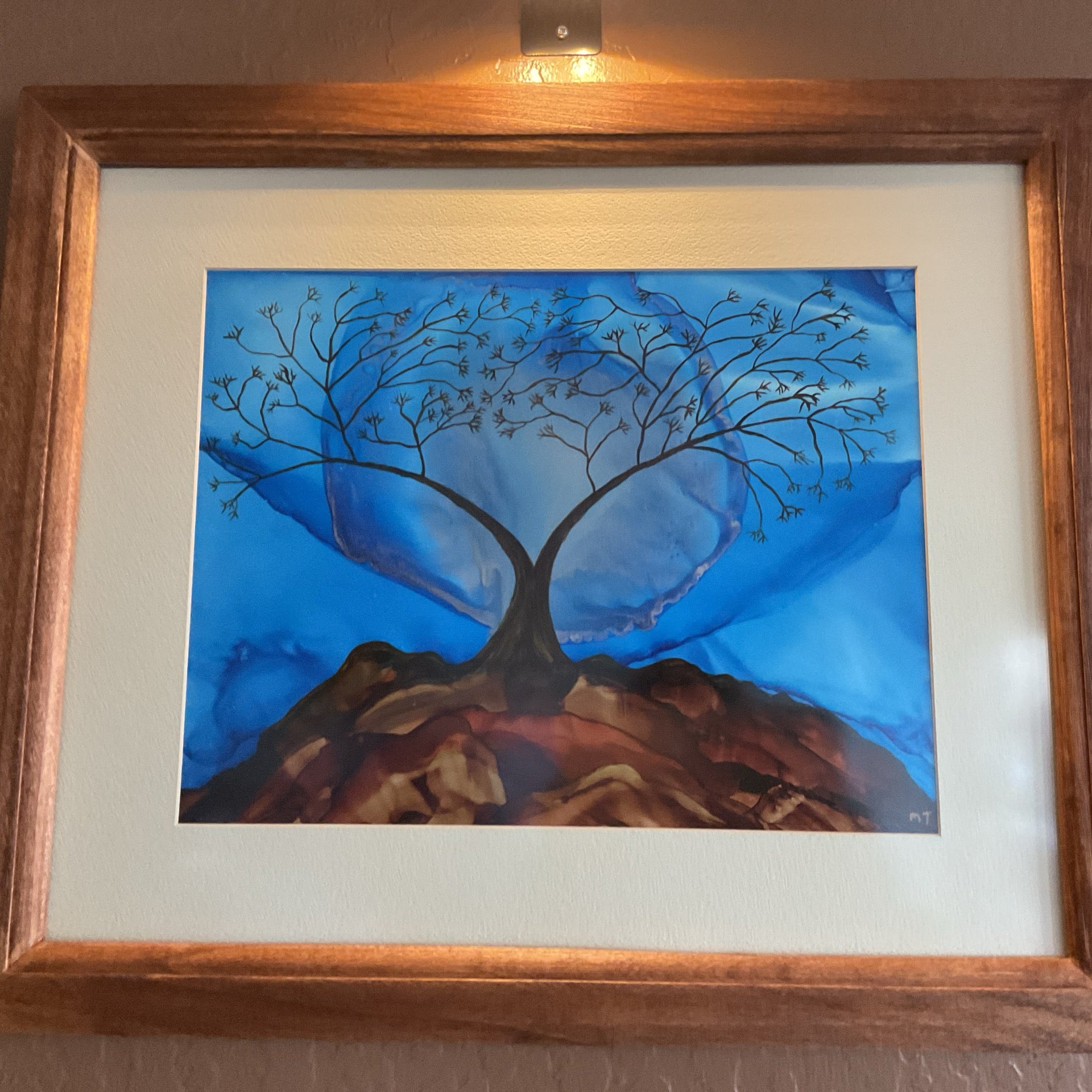 Moon rise tree alcohol ink