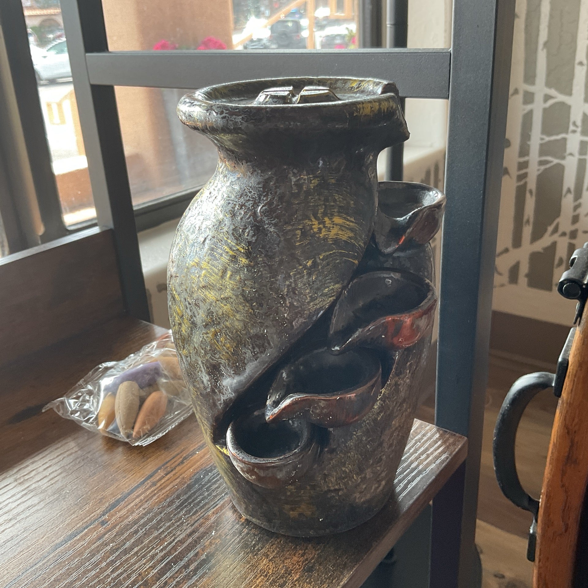 Flower Vase Ceramic Backflow Cone Incense Burner 7.5"H x 4.5"W