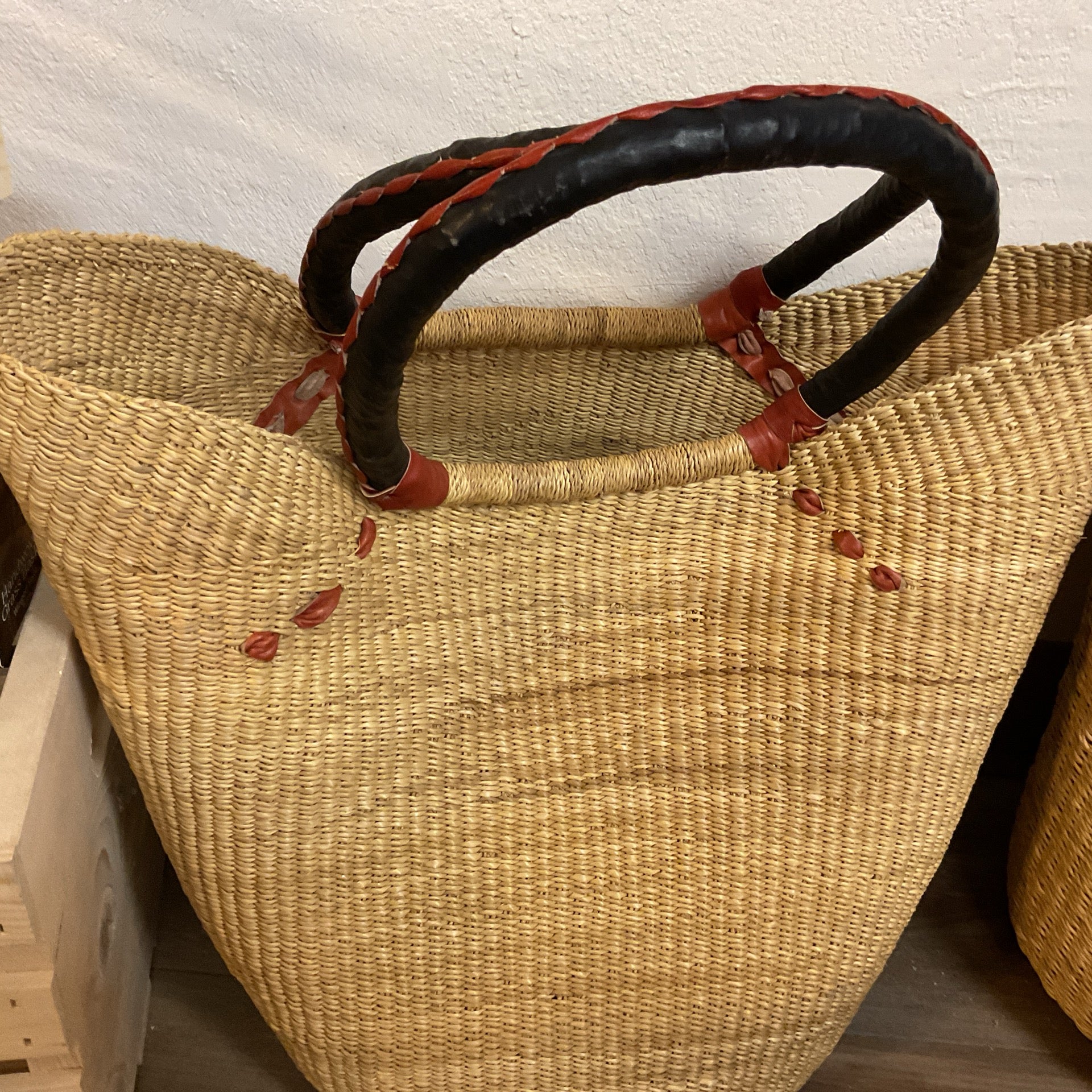 Winged Grass Basket Neutral Colors 17" x 9" x 14"