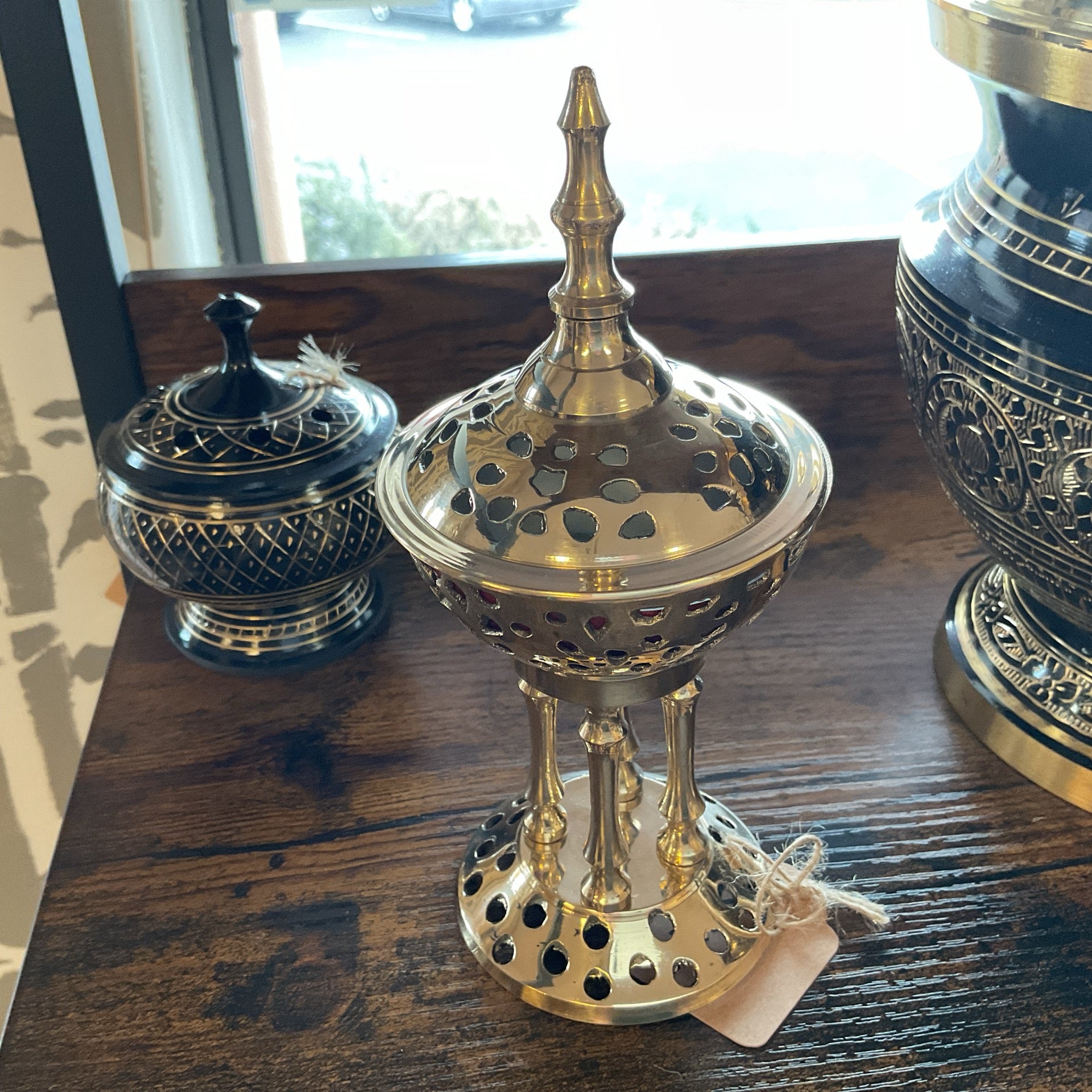 Solid Brass Pedestal Burner 8"H