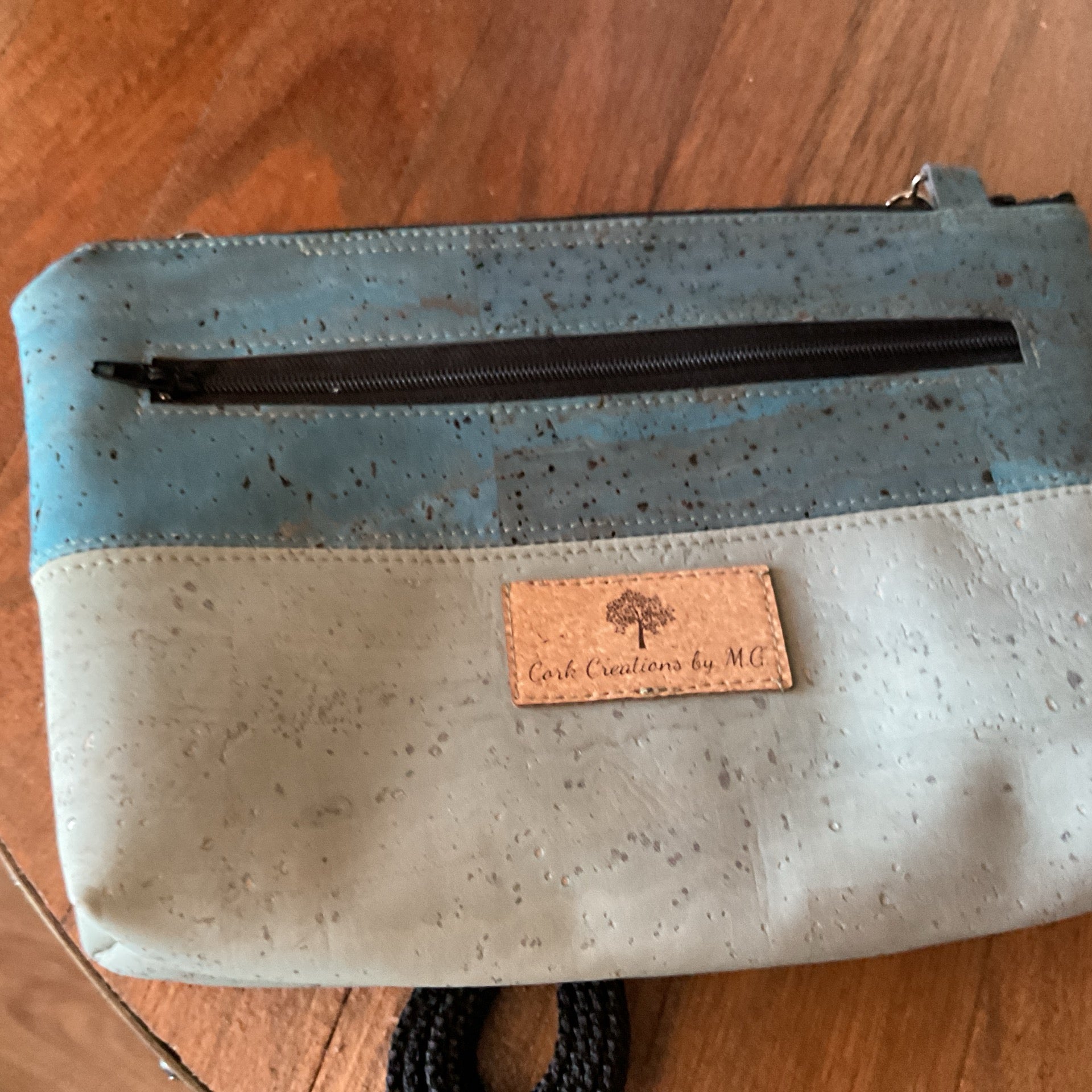 Blue cork purse